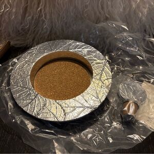 NWT - Vintage Michael Aram -Forest Leaf Round Wine Coaster &  Stopper Set